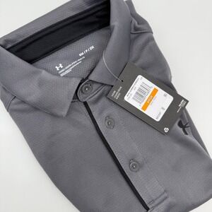 Under Armour‎ Mens Tech Polo Shirt AVY Gray Loose Fit Short Sleeve
